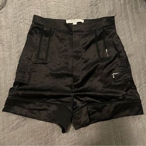 Authentic Givenchy Black Silk/Satin Cut Out Detail Shorts